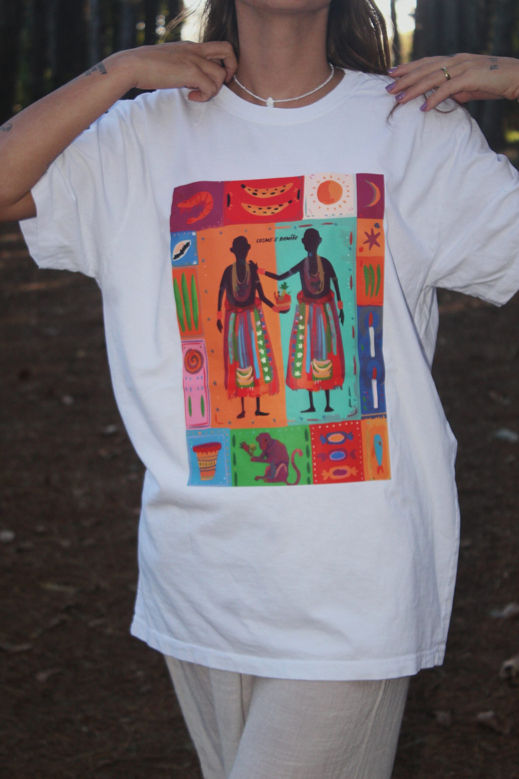 CAMISETA COSME E DAMIÃO BRANCO